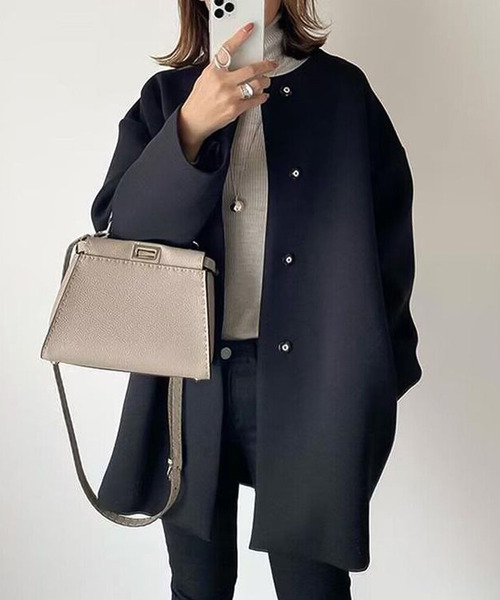 「Girly Doll」 「Doula Doula」ノーカラーコート M グレー レディース_画像2