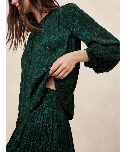 [BANANA REPUBLIC FACTORY STORE] длинный рукав блуза X-SMALL черный женский 
