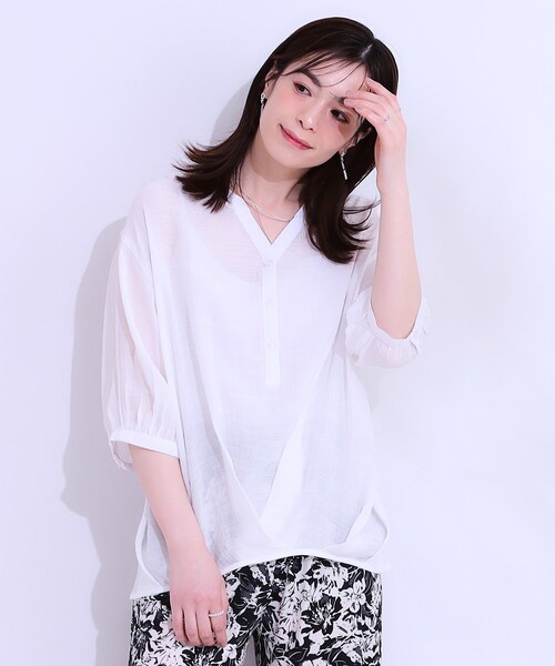 SHOO・LA・RUE ブラウス シャツ 「S-LL」インせず腰回りすっきり