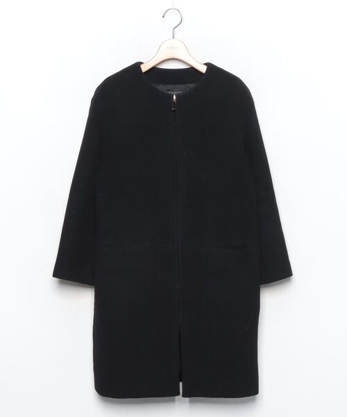 36サイズ　Noble ノーブル　ノーカラーコート　ウールコート NOBLE（ノーブル） ノーカラーコート 36 ブラック レディース