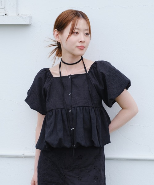 Kastane カスタネ バルーンブラウス 前後2way Kastane ブラウス シャツ 「2WAY/4色展開」バルーンブラウス