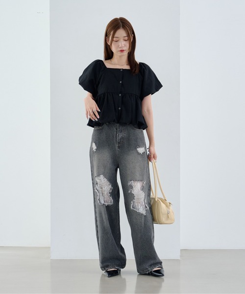 Kastane ブラウス シャツ 「2WAY/4色展開」バルーンブラウス