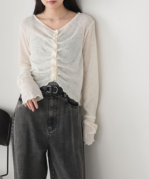 FOXEY フォクシー　シアーカーディガン　38 ジュエルボタンカーデ　白 FOXEY フォクシー シアーカーディガン 38 ジュエルボタンカーデ 白