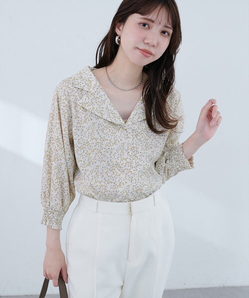 ブラウス シャツ Volumesleeve Sheer Knit レディース VIS(ビス) / ビスチェドッキングシアーブラウス (トップス