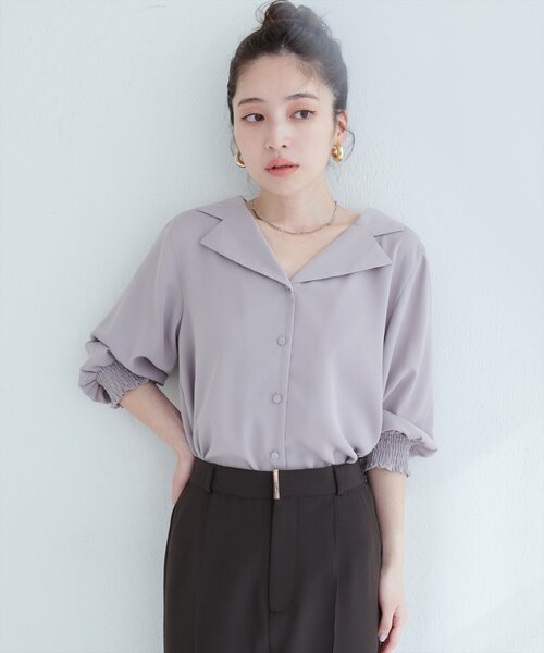 ブラウス シャツ Volumesleeve Sheer Knit レディース VIS(ビス) / ビスチェドッキングシアーブラウス (トップス