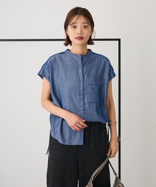 ブラウス シャツ バンドカラーサイドドロストシャツ レディース CRAFT STANDARD BOUTIQUE ブラウス シャツ バンドカラーサイド