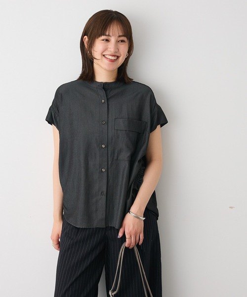 ブラウス シャツ バンドカラードロストシャツ レディース CRAFT STANDARD BOUTIQUE ブラウス シャツ バンドカラーサイド