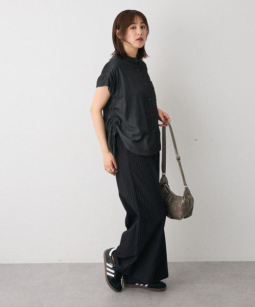 ブラウス シャツ バンドカラーサイドドロストシャツ レディース CRAFT STANDARD BOUTIQUE ブラウス シャツ バンドカラーサイド