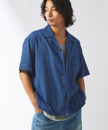 シャツ リネンブレンド ドビー チドリ柄 半袖 オープンカラー シャツ メンズ｜ZOZOTOWN Yahoo!店