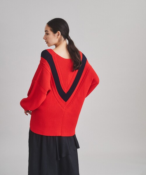 「GRACE CONTINENTAL」 Vネックニット 36 レッド レディース