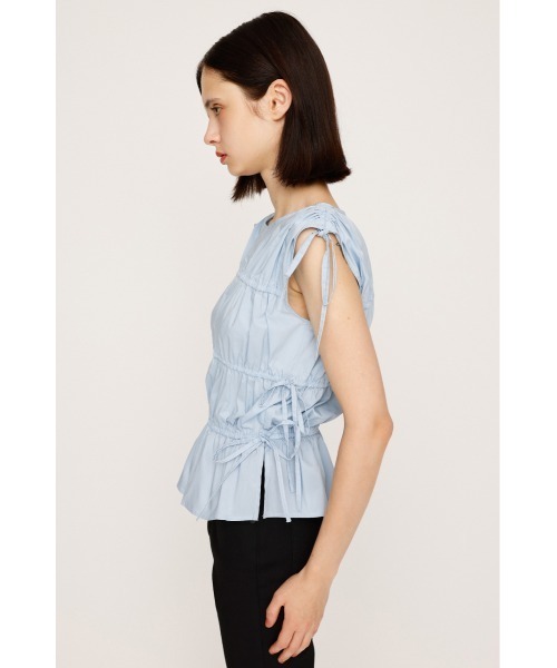 ブラウス シャツ GATHER RIBBON BL ギャザー リボン ブラウス 半袖 夏服 レディース SLY ブラウス シャツ GATHER RIBBON WOVEN BL ギャザーリボン