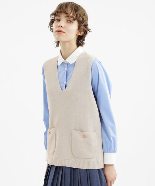 「MACKINTOSH PHILOSOPHY」 Vネックニット 38 ベージュ レディース