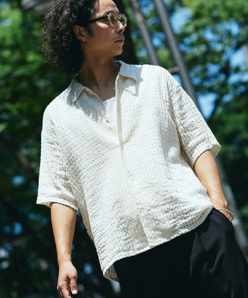 JOURNAL STANDARD relume シャツ チェック シアー ドビー 半袖 メンズ