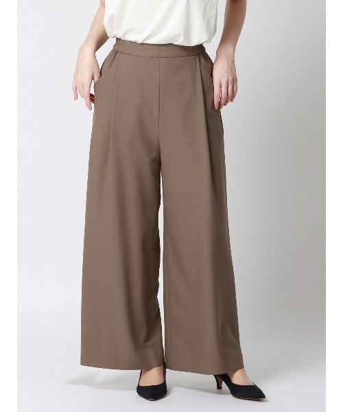 スラックス パンツ CHANTOWA タックワイドパンツ ウォッシャブル