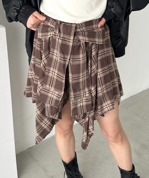 CLEA スカート チェックシャツ巻き風ミニスカート : ZOZOTOWN Yahoo!店