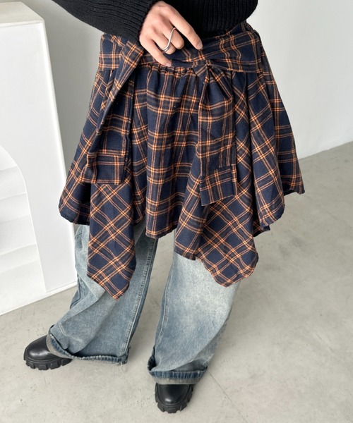 CLEA スカート チェックシャツ巻き風ミニスカート : ZOZOTOWN Yahoo!店