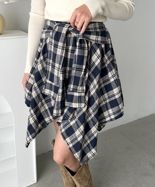CLEA スカート チェックシャツ巻き風ミニスカート : ZOZOTOWN Yahoo!店
