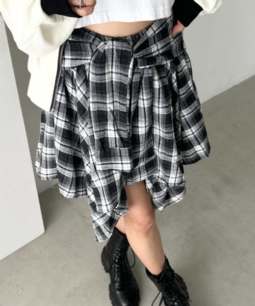 CLEA スカート チェックシャツ巻き風ミニスカート : ZOZOTOWN Yahoo!店