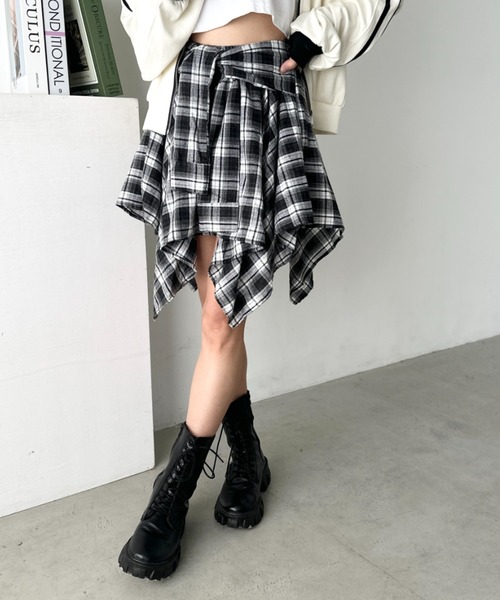 CLEA スカート チェックシャツ巻き風ミニスカート : ZOZOTOWN Yahoo!店