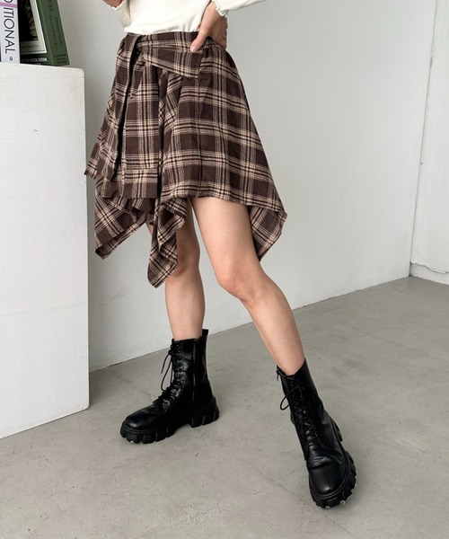 CLEA スカート チェックシャツ巻き風ミニスカート : ZOZOTOWN Yahoo!店