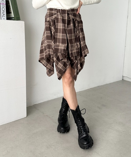 CLEA スカート チェックシャツ巻き風ミニスカート : ZOZOTOWN Yahoo!店