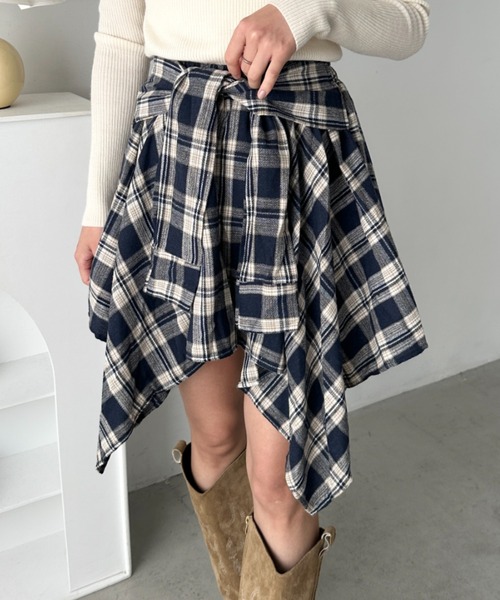CLEA スカート チェックシャツ巻き風ミニスカート : ZOZOTOWN Yahoo!店