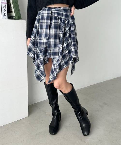 CLEA スカート チェックシャツ巻き風ミニスカート : ZOZOTOWN Yahoo!店