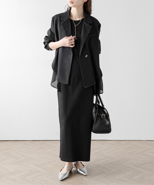 ジャケット テーラードジャケット フロントレイヤードシアージャケット