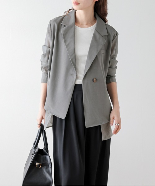 ジャケット テーラードジャケット フロントレイヤードシアージャケット