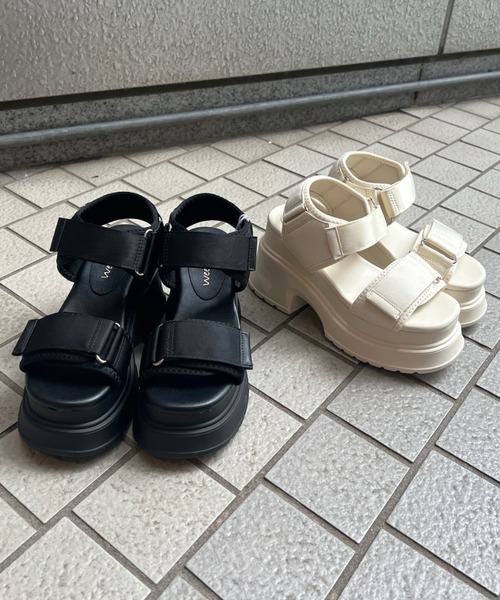 「R&E」 ヒールサンダル L アイボリー レディース_画像2