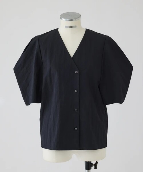新品タグ付き RIM.ARK / V neck short all in one RIM.ARK ブラウス シャツ 半袖 「RIM.ARK/リムアーク」Volume sleeve v
