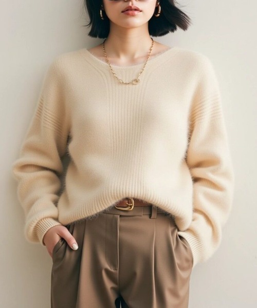 cammie ニット セーター Vネックモヘアニットトップス レディース