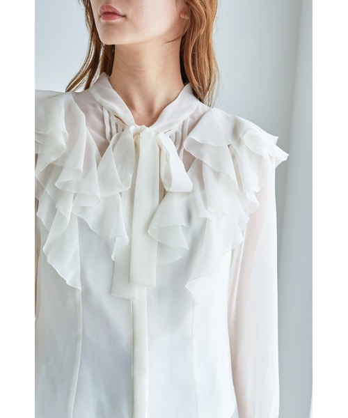 SNIDEL ブラウス シャツ ボウタイフリルブラウス レディース