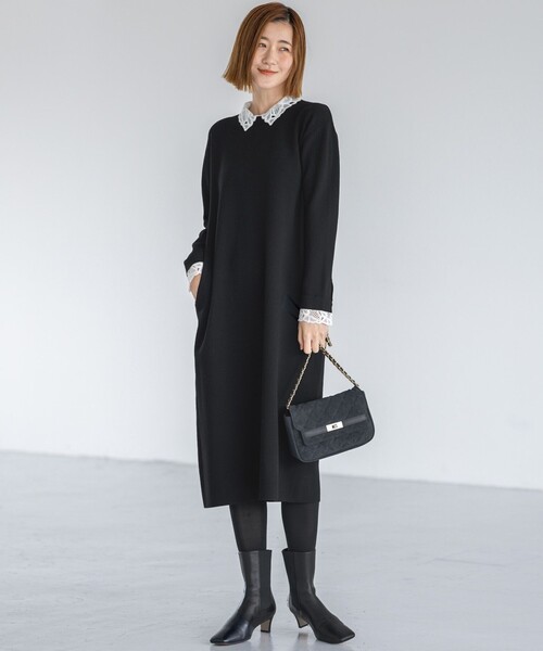 23区（ニジュウサンク） ワンピース ヴィスコースストレッチ レース襟