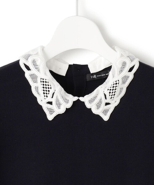 23区(ニジュウサンク) ワンピース ヴィスコースストレッチ レース襟 23区(ニジュウサンク) ワンピース ヴィスコースストレッチ レース襟