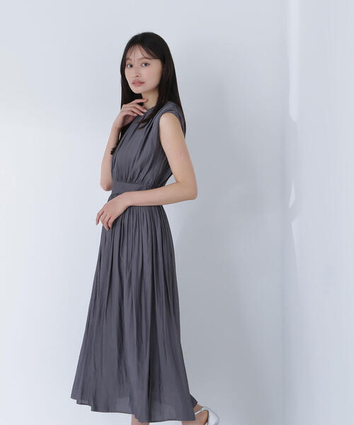 「NATURAL BEAUTY BASIC」 ノースリーブワンピース P/S ダークブラウン レディース_画像3