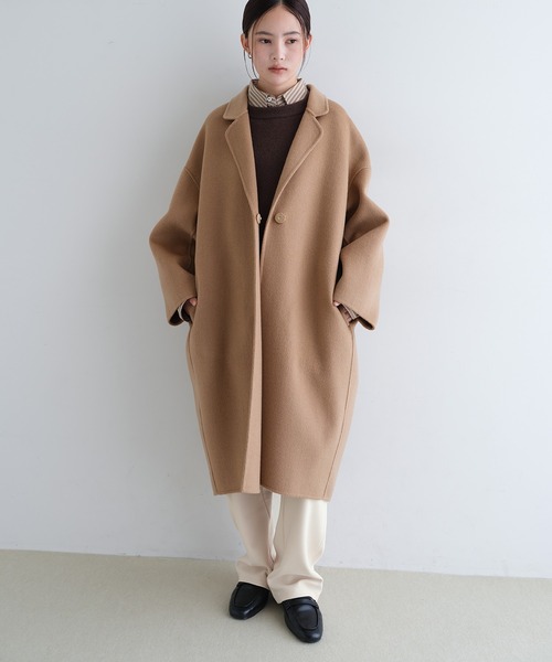 evernavy ワイドパンツ パンツ 裏起毛ポンチカーブパンツ レディース