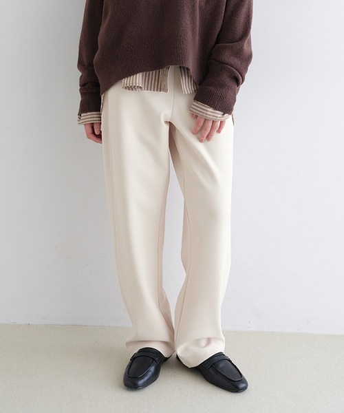 evernavy ワイドパンツ パンツ 裏起毛ポンチカーブパンツ レディース