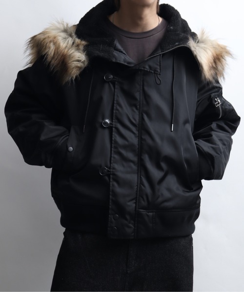 ディガウェル　N-2B フライトジャケット　ファーフード　ブルゾン　紺　M相当 ディガウェルN-2B フライトジャケットファーフードブルゾン紺M相当