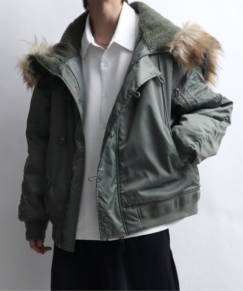 ジャケット・アウター fur jacket n2b green ALPHA INDUSTRIES＞N―2B ショート フライトジャケット