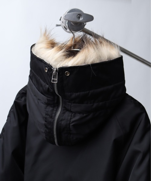 ブルゾン アウター ナイロンツイル セパレートフードファー オーバーN