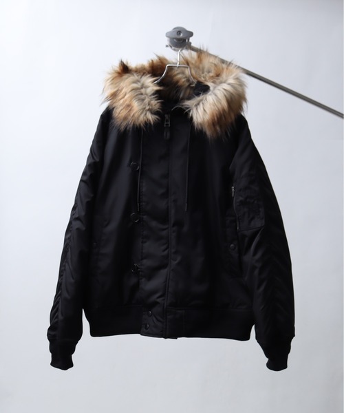 ブルゾン アウター ナイロンツイル セパレートフードファー オーバーN