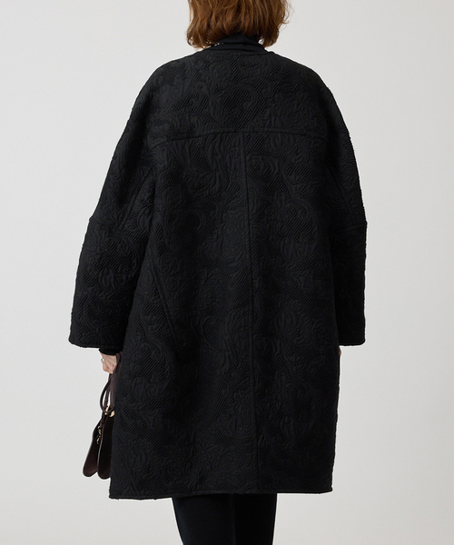 manipuri（マニプリ） ノーカラーコート コート ジャガード スナップ