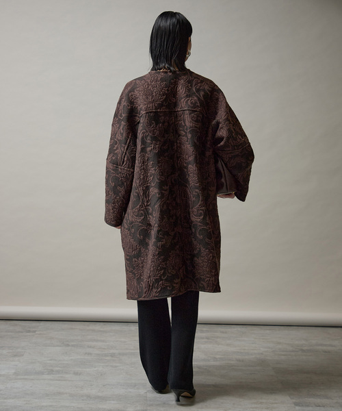 manipuri（マニプリ） ノーカラーコート コート ジャガード スナップ