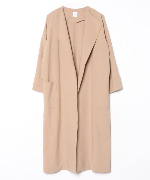 Spick ＆ span ノーカラー ウール リバーコート ベージュ 38 M Spick＆Span（スピック アンド スパン） 「Spick & Span」 ノーカラー