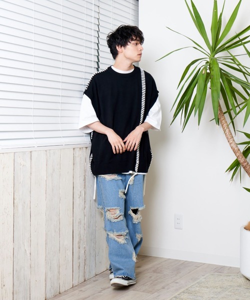 「L.H.P」 「Maison nine」ノースリーブニット FREE ホワイト メンズ_画像7