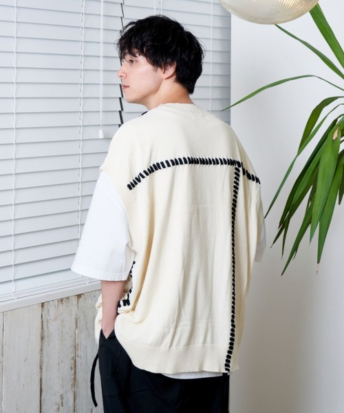 「L.H.P」 「Maison nine」ノースリーブニット FREE ホワイト メンズ_画像9