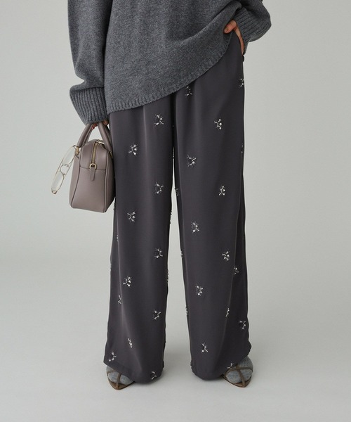 BABYLONE（バビロン） パンツ 花刺繍イージーパンツ レディース