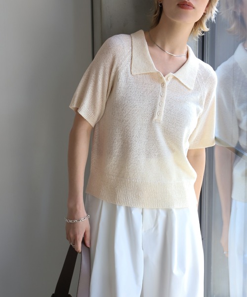 「select MOCA」 半袖ニット FREE ブラック レディース_画像9