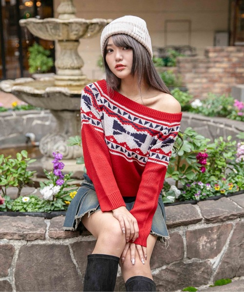 roku beauty&amp;youthのノルディック柄ニット mn502701pm-top.jpg